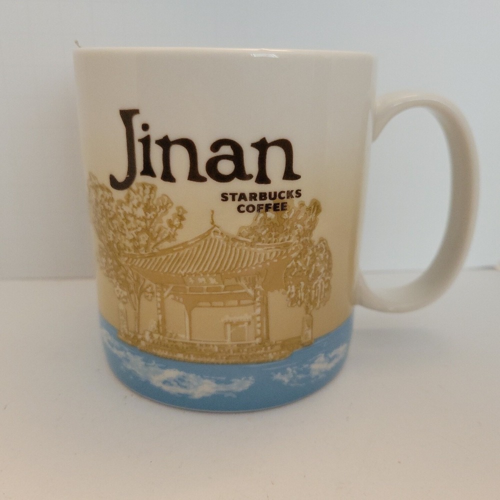 Starbucks Jinan China Global Icon Collector Series Coffee Mug 16oz Blue Tan